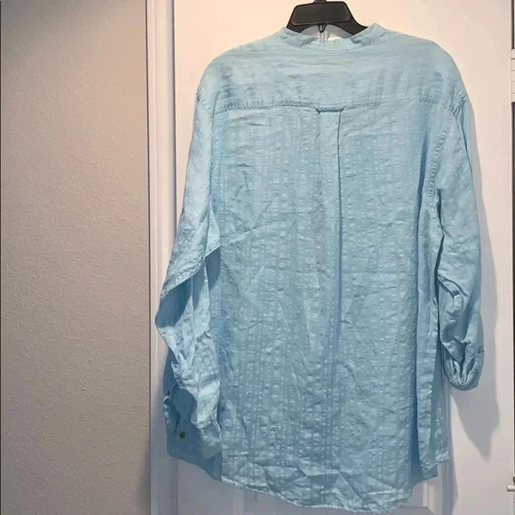 Caribbean Roundtree & Yorke Blue Linen Shirt New - Picture 2 of 9